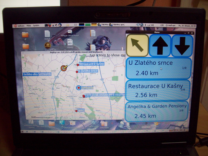 modRana on Ubuntu: N900 emulation to the left, native in window to the right